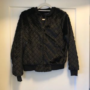 NEW W/ Tags Black Fur Bomber Jacket